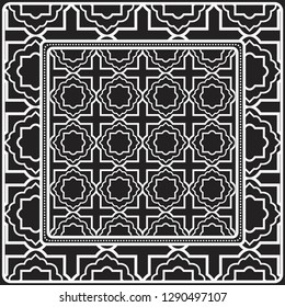 Design Of A Scarf With A Geometric Pattern . Vector illustration. Black and white color. For fashion print, modern design, scrapbooking, background