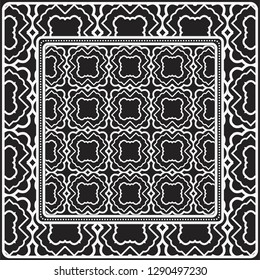 Design Of A Scarf With A Geometric Pattern . Vector illustration. Black and white color. For fashion print, modern design, scrapbooking, background