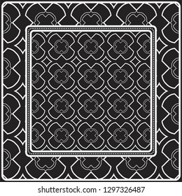 Design Of A Scarf With A Geometric Pattern . Vector illustration. Black and white color. For fashion print, modern design, scrapbooking, background