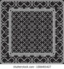 Design Of A Scarf With A Geometric Pattern . Vector illustration. Black and white color. For fashion print, modern design, scrapbooking, background