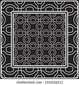 Design Of A Scarf With A Geometric Pattern . Vector illustration. Black and white color. For fashion print, modern design, scrapbooking, background