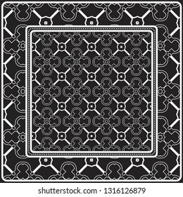 Design Of A Scarf With A Geometric Pattern . Vector illustration. Black and white color. For fashion print, modern design, scrapbooking, background