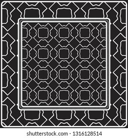 Design Of A Scarf With A Geometric Pattern . Vector illustration. Black and white color. For fashion print, modern design, scrapbooking, background