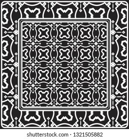Design Of A Scarf With A Geometric Pattern . Vector illustration. Black and white color. For fashion print, modern design, scrapbooking, background