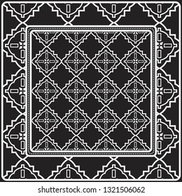 Design Of A Scarf With A Geometric Pattern . Vector illustration. Black and white color. For fashion print, modern design, scrapbooking, background