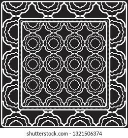 Design Of A Scarf With A Geometric Pattern . Vector illustration. Black and white color. For fashion print, modern design, scrapbooking, background