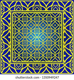 Design Of A Scarf With A Geometric Pattern . Vector Illustration. For Print Bandana, Shawl, Carpet, Tablecloth, Bed Cloth, Fashion.