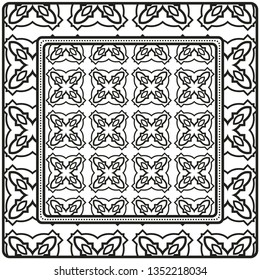 Design Of A Scarf With A Geometric Pattern . Vector Illustration. For Print Bandana, Shawl, Carpet, Tablecloth, Bed Cloth, Fashion.