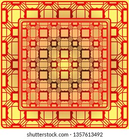 Design Of A Scarf With A Geometric Pattern . Vector Illustration. Seamless. For Print Bandana, Shawl, Carpet, Tablecloth, Bed Cloth, Fashion.