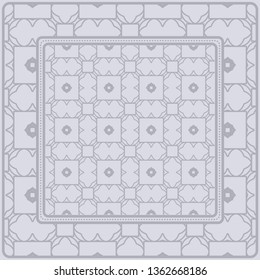 Design Of A Scarf With A Geometric Pattern . Vector Illustration. For Print Bandana, Shawl, Carpet, Tablecloth, Bed Cloth, Fashion.