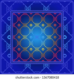 Design Of A Scarf With A Geometric Pattern . Vector Illustration. Seamless. For Print Bandana, Shawl, Carpet, Tablecloth, Bed Cloth, Fashion.