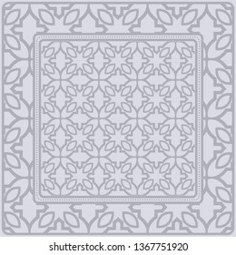 Design Of A Scarf With A Geometric Pattern . Vector Illustration. Seamless. For Print Bandana, Shawl, Carpet, Tablecloth, Bed Cloth, Fashion.