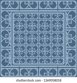 Design Of A Scarf With A Geometric Pattern . Vector Illustration. For Print Bandana, Shawl, Carpet, Tablecloth, Bed Cloth, Fashion.