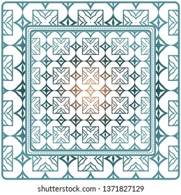 Design Of A Scarf With A Geometric Pattern . Vector Illustration. Seamless. For Print Bandana, Shawl, Carpet, Tablecloth, Bed Cloth, Fashion.