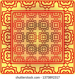 Design Of A Scarf With A Geometric Pattern . Vector Illustration. Seamless. For Print Bandana, Shawl, Carpet, Tablecloth, Bed Cloth, Fashion.