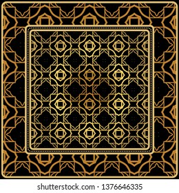 Design Of A Scarf With A Geometric Pattern . Vector Illustration. Seamless. For Print Bandana, Shawl, Carpet, Tablecloth, Bed Cloth, Fashion.