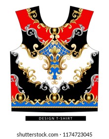 Design scarf with golden baroque elements