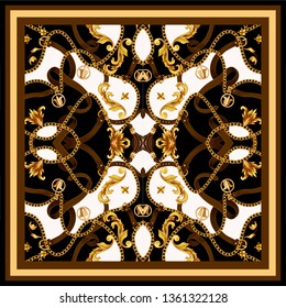 Border Golden Baroque Elements On Vivid Stock Vector (Royalty Free ...