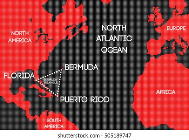 Design schematic vector map of the Bermuda Triangle.