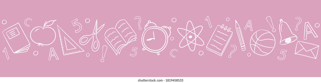 Design of school banner with hand drawn elements. Vector