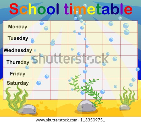 Design School Timetable For Kids Bright