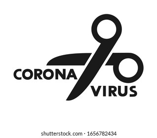 Design of scissors cutting coronavirus symbol