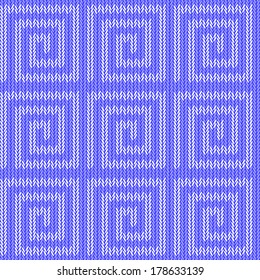 Design seamless blue labyrinth knitted pattern. 