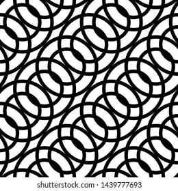 Design seamless chain pattern. Abstract monochrome circle background. Vector art