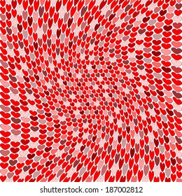 Design seamless colorful heart pattern. Abstract warped textured background. Valentine's Day and Wedding backdrop. Vector art