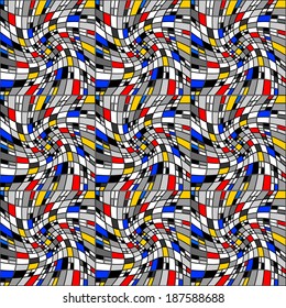 Design seamless colorful mosaic pattern. Abstract distortion textured background. Vector art