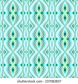 Design seamless colorful movement illusion checked pattern. Abstract warped textured twisted background. Vector art. No gradient
