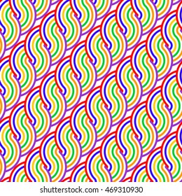 Design seamless colorful waving pattern. Abstract stripy background. Vector art