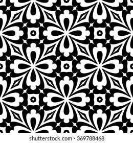 Design seamless decorative flower pattern. Abstract monochrome background. Vector art