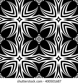 Design seamless decorative flower pattern. Abstract monochrome background. Vector art