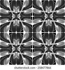Design seamless decorative geometric pattern. Abstract monochrome waving lines background. Vector art. No gradient