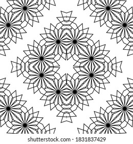 Design seamless decorative lacy pattern. Abstract diamond monochrome background. Vector art