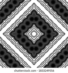 Design seamless decorative lacy pattern. Abstract diamond monochrome background. Vector art