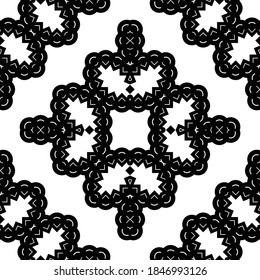 Design seamless decorative lacy pattern. Abstract diamond monochrome background. Vector art