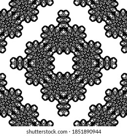Design seamless decorative lacy pattern. Abstract diamond monochrome background. Vector art