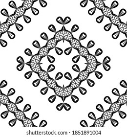 Design seamless decorative lacy pattern. Abstract diamond monochrome background. Vector art