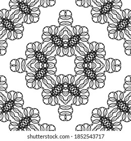 Design seamless decorative lacy pattern. Abstract diamond monochrome background. Vector art