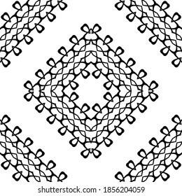 Diseño de un patrón de encaje decorativo impecable. Resumen del fondo monocromo del diamante. Arte vectorial