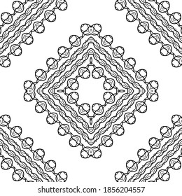 Design seamless decorative lacy pattern. Abstract diamond monochrome background. Vector art