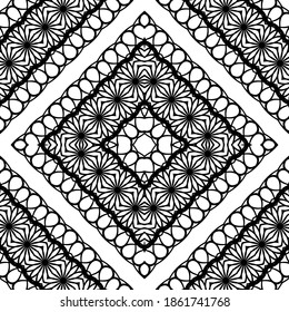 Design seamless decorative lacy pattern. Abstract diamond monochrome background. Vector art