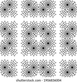 Design seamless decorative lacy pattern. Abstract square monochrome background. Vector art
