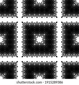 Design seamless decorative lacy pattern. Abstract square monochrome background. Vector art