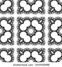 Design seamless decorative lacy pattern. Abstract square monochrome background. Vector art