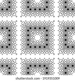 Design seamless decorative lacy pattern. Abstract square monochrome background. Vector art