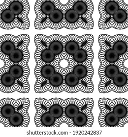 Design seamless decorative lacy pattern. Abstract square monochrome background. Vector art