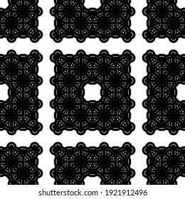 Design seamless decorative lacy pattern. Abstract square monochrome background. Vector art
